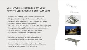 Solar PV Systems complete range of streetlights