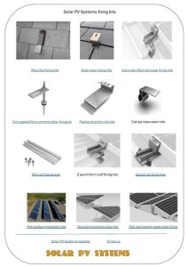 Solar PV Systems Fixing Kits for flat roof, pitched roof, ground mounted and other facades.